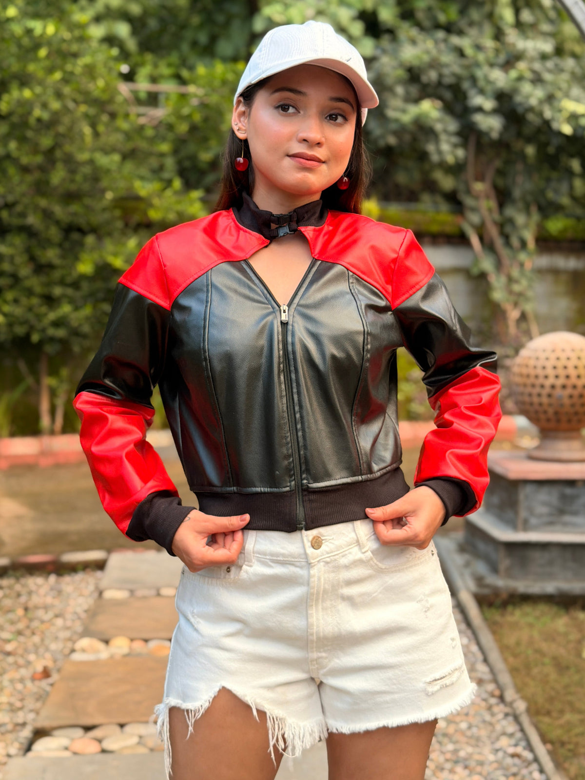 TANDUL Women’s Harley Quinn Inspired Leather Jacket