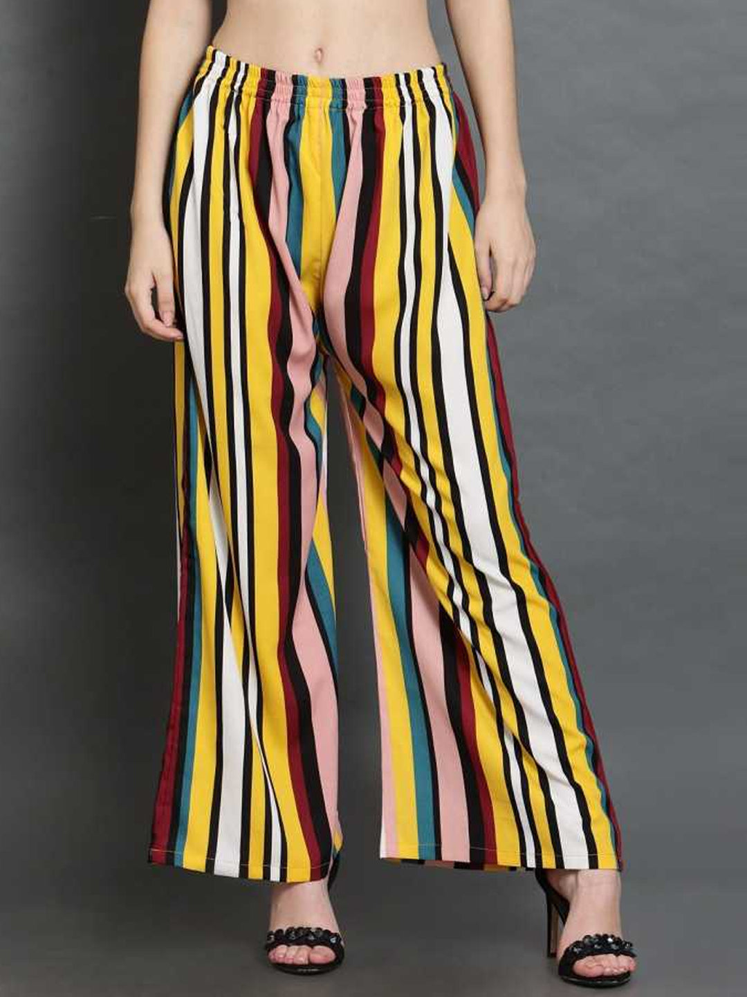 Regular Fit Women Multicolor Crepe Trousers