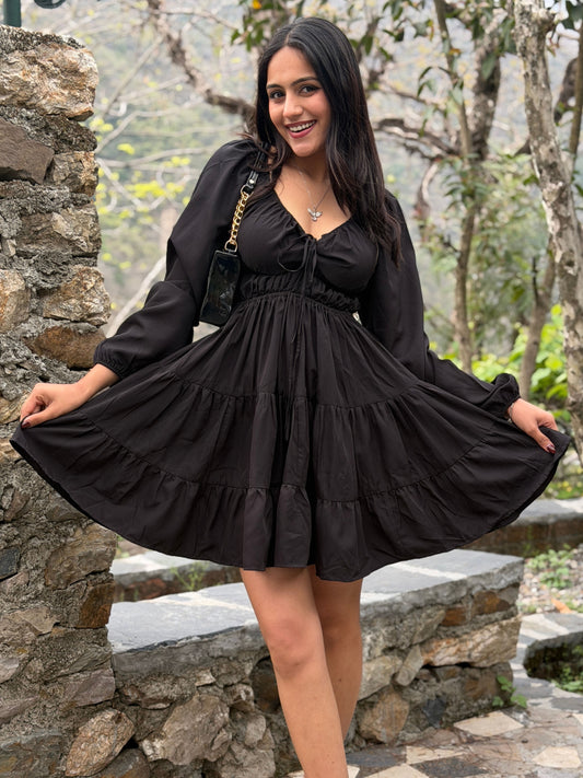 TANDUL  Women Fit and Flare Black Dress