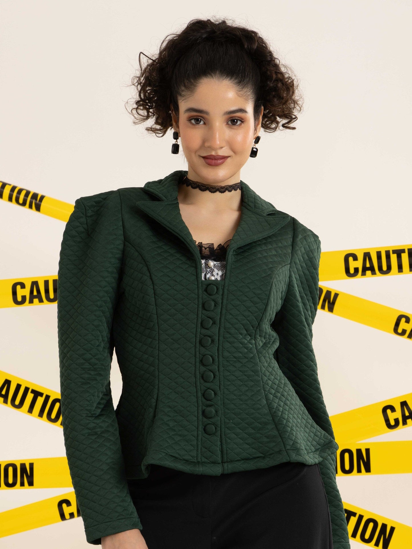 TANDUL Women  Elegant Green Blazer