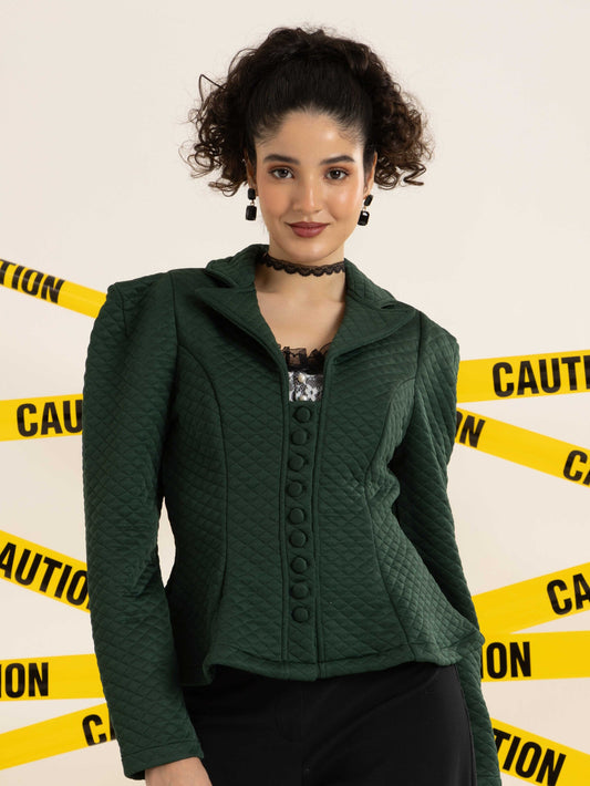 TANDUL Women  Elegant Green Blazer
