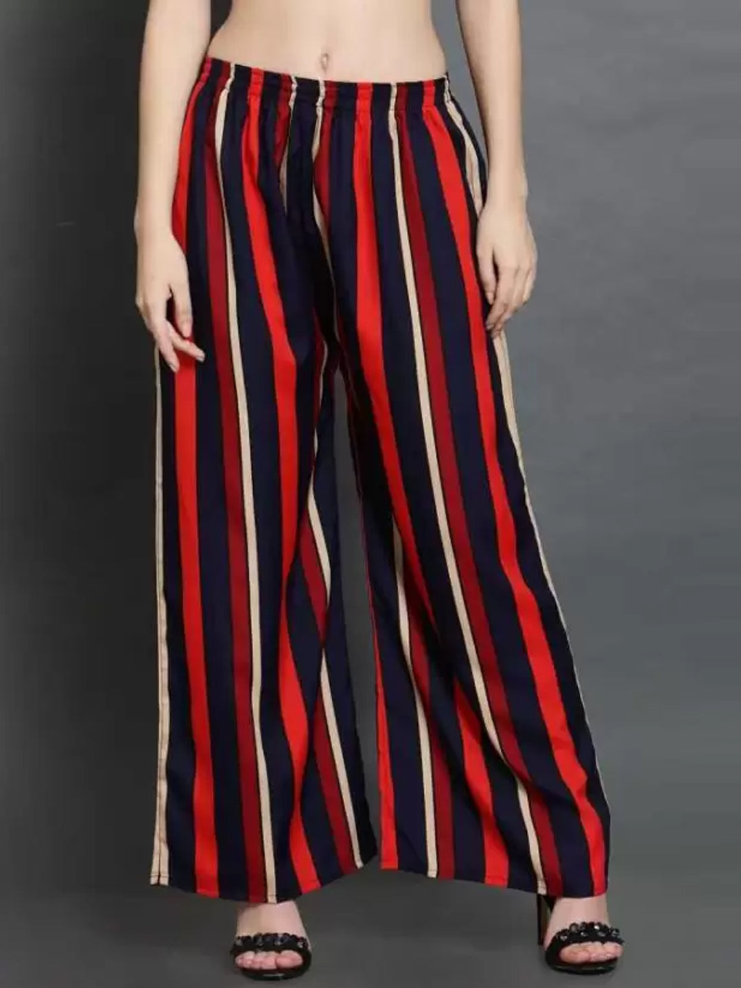 Regular Fit Women Multicolor Crepe Trousers