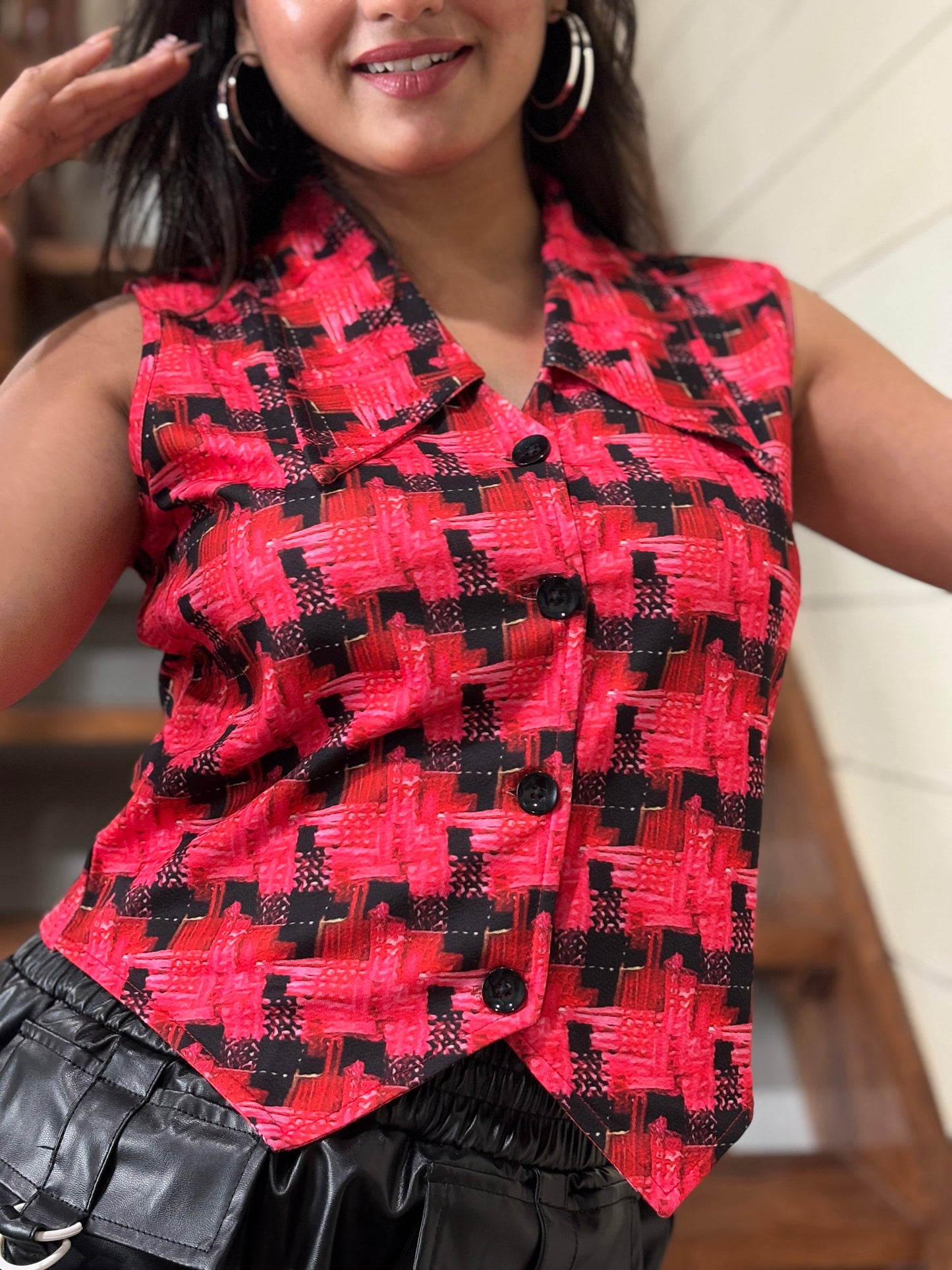 TANDUL Women stunning checked waistcoat