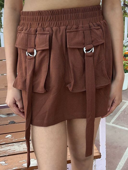 TANDUL Women Chic Brown Skirt