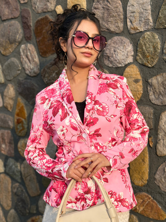 TANDUL Women Pink Floral Printed Blazer