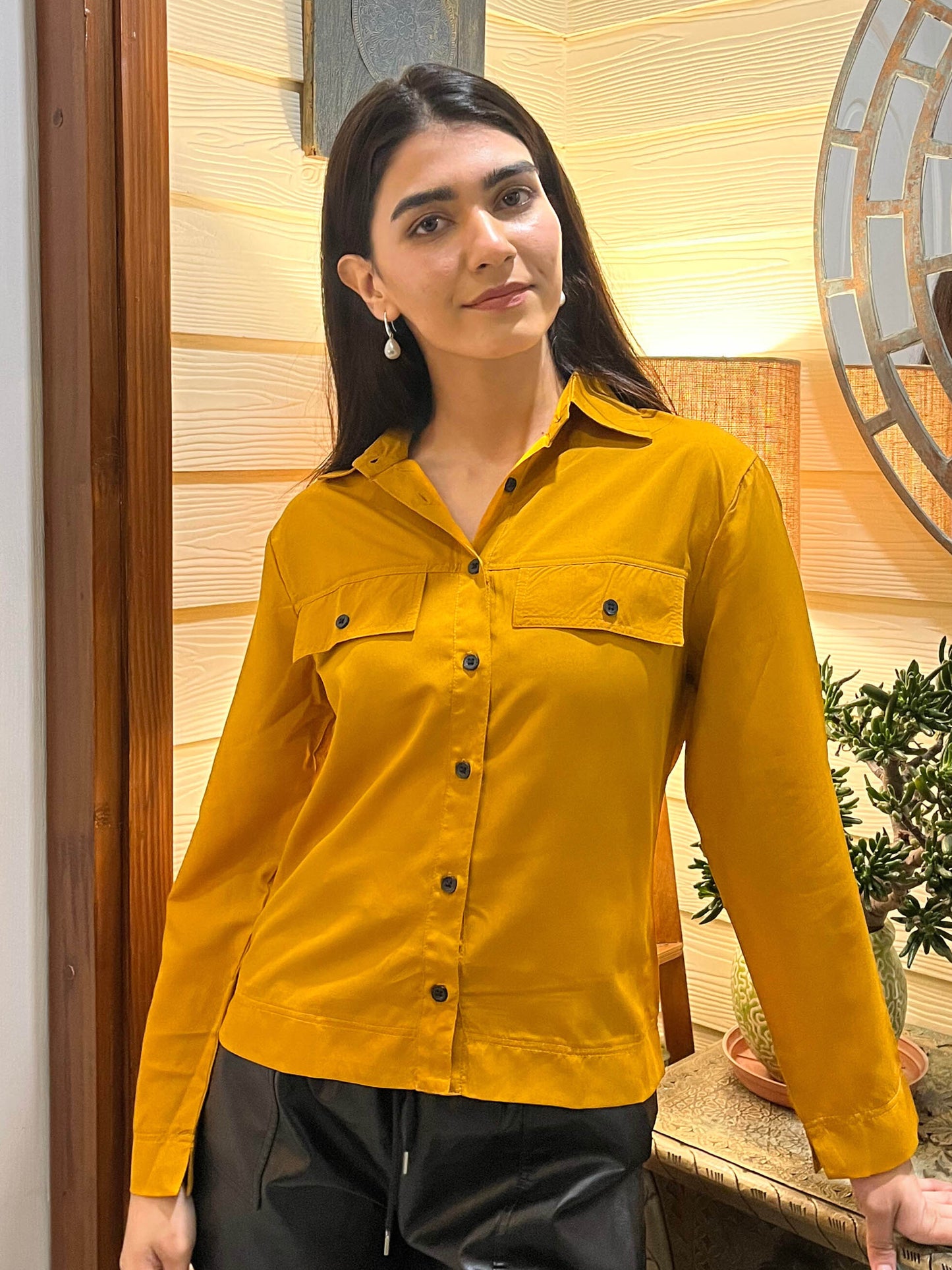 TANDUL Full Sleeve Solid Yellow Women Shirt