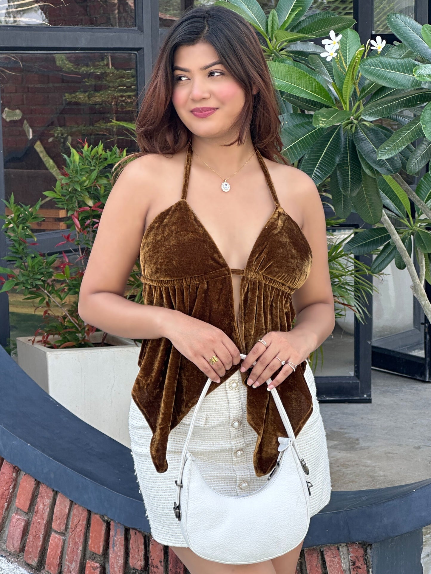 TANDUL Women Velvet Bralet Top