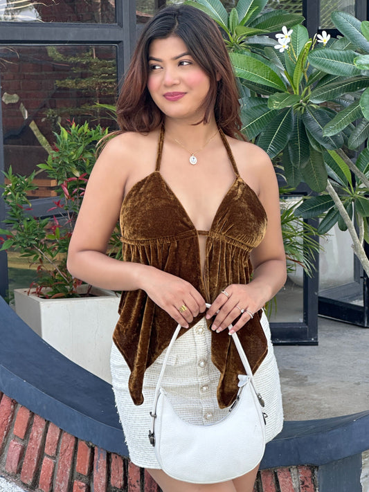 TANDUL Women Velvet Bralet Top