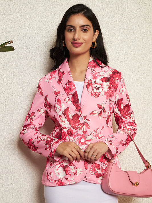 TANDUL Women Pink Floral Printed Blazer