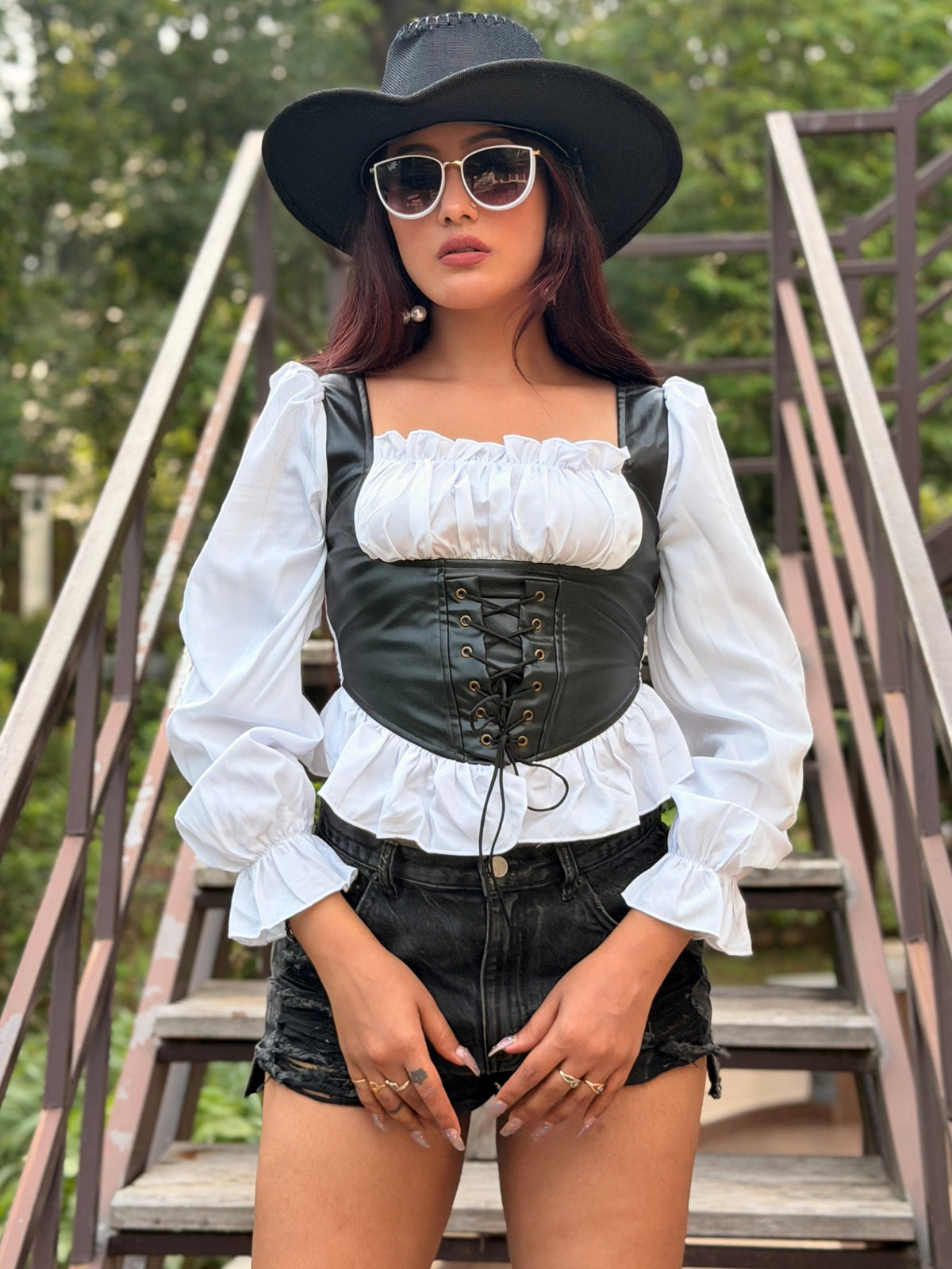 TANDUL Women Stylish White and Black top