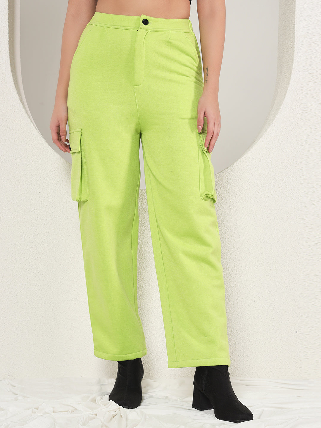 TANDUL  Women Regular Fit Green Lycra Blend Trousers