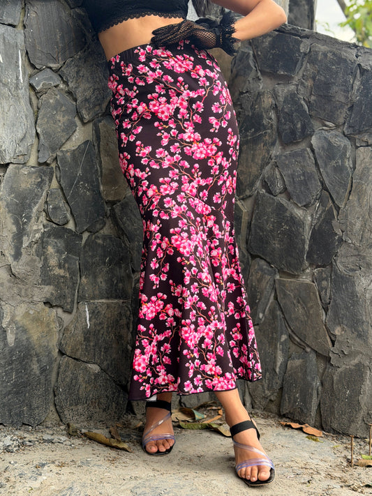 TANDUL Women Printed Regular Pink and Black Skirt
