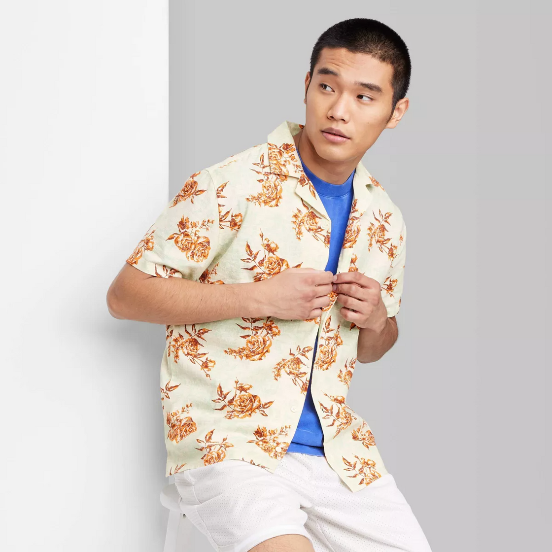 TANDUL Floral Printed Cuban Collar Casual Shirt