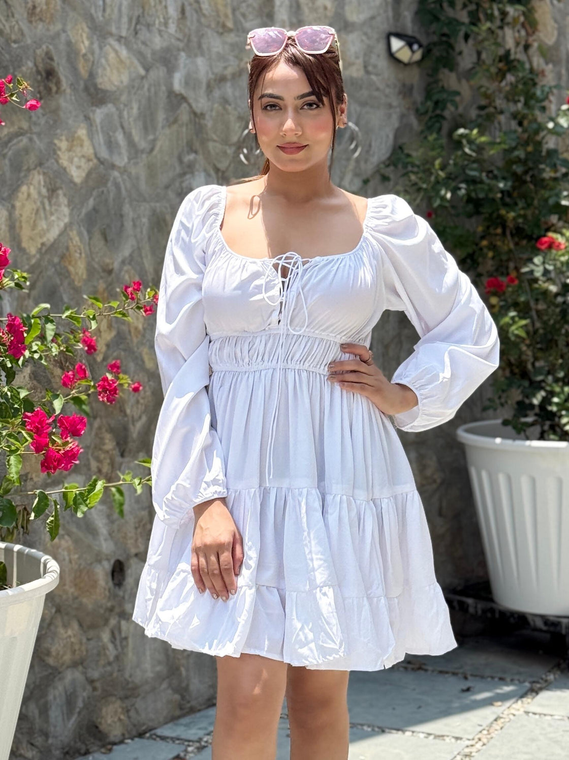 TANDUL Women White  Solid Flared Dress