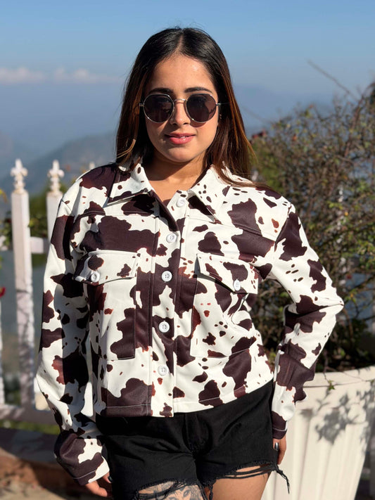 TANDUL Women's Cow Printed Jacket