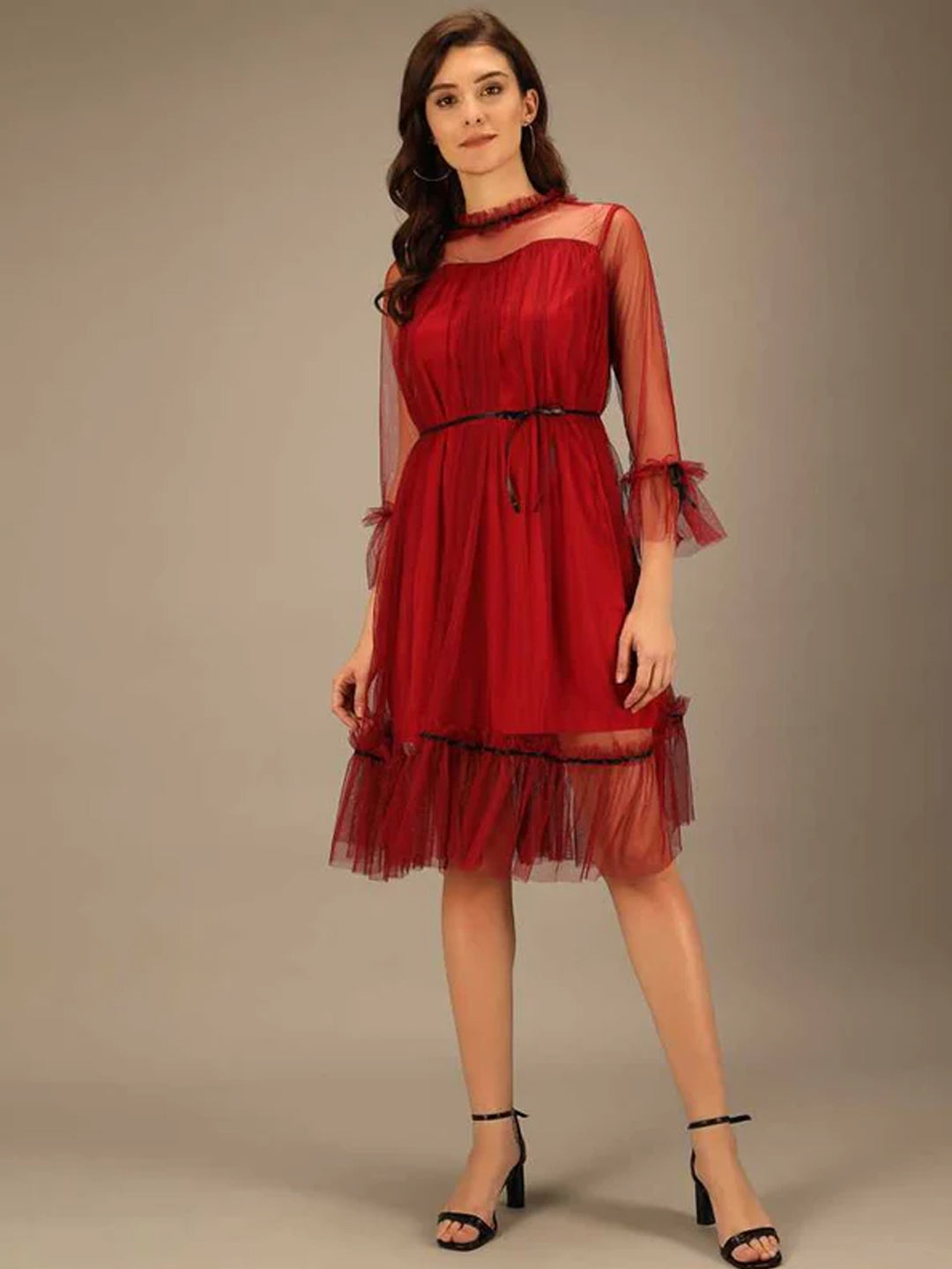 Women A-line Maroon Dress