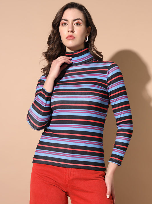 TANDUL  Women Printed High Neck Multicolor Sweater
