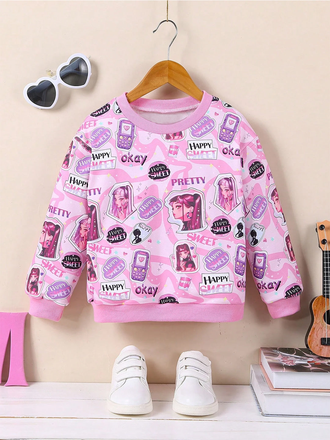 TANDUL Girls Full Sleeve Printed Sweatshirt