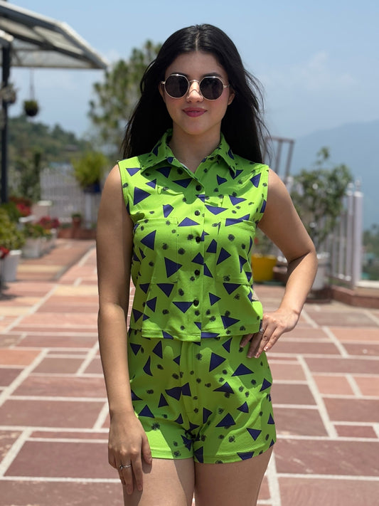 TANDUL Women Neon Green Printed Co-ord Set