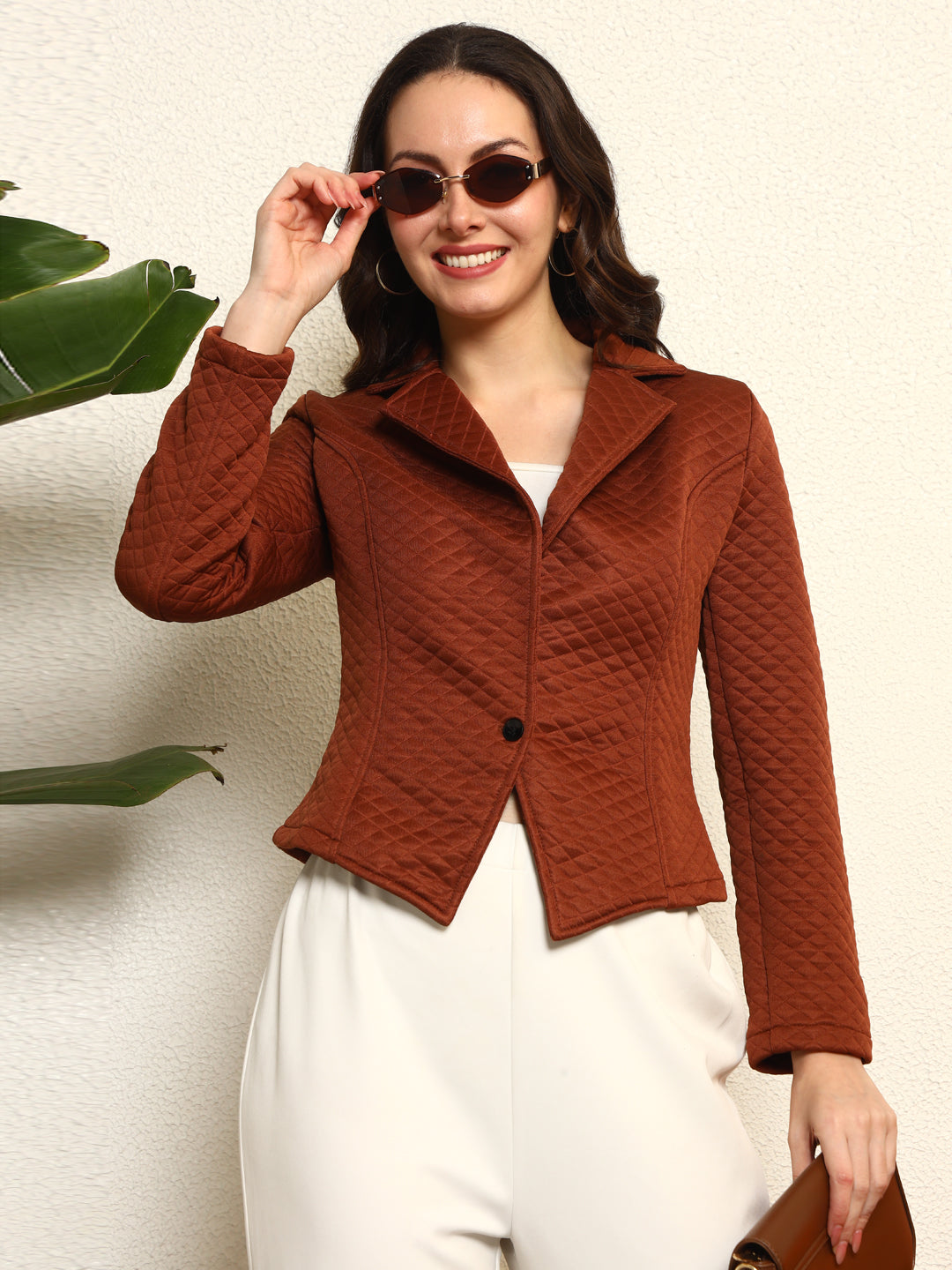 TANDUL Women Elegant Brown Blazer