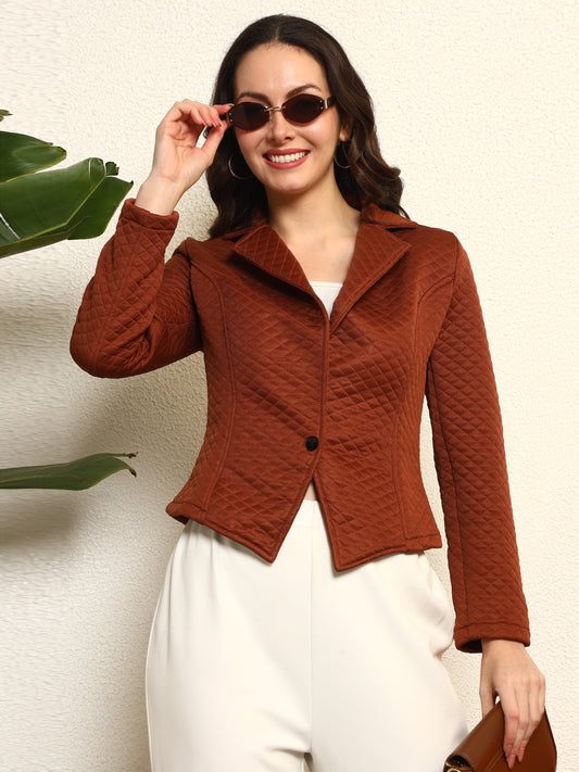 TANDUL Women Elegant Brown Blazer