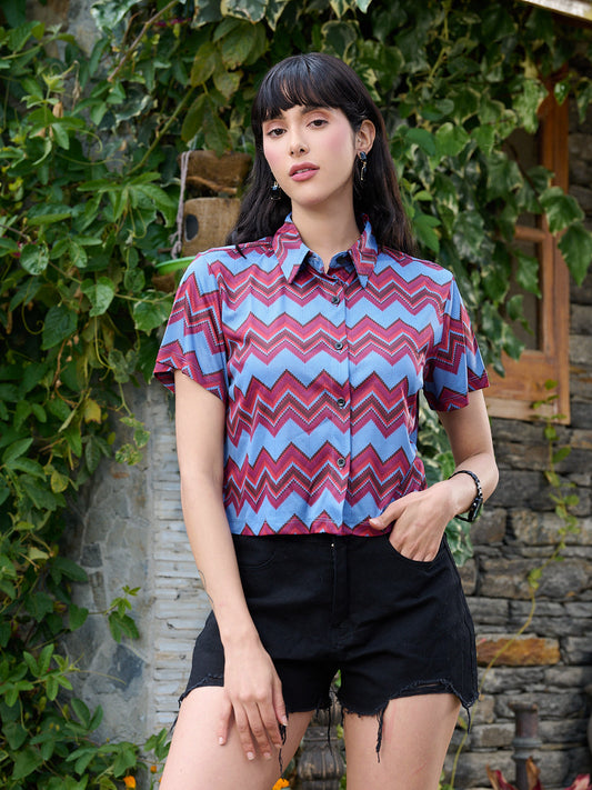 TANNDUL Women Chevron Printed Shirt
