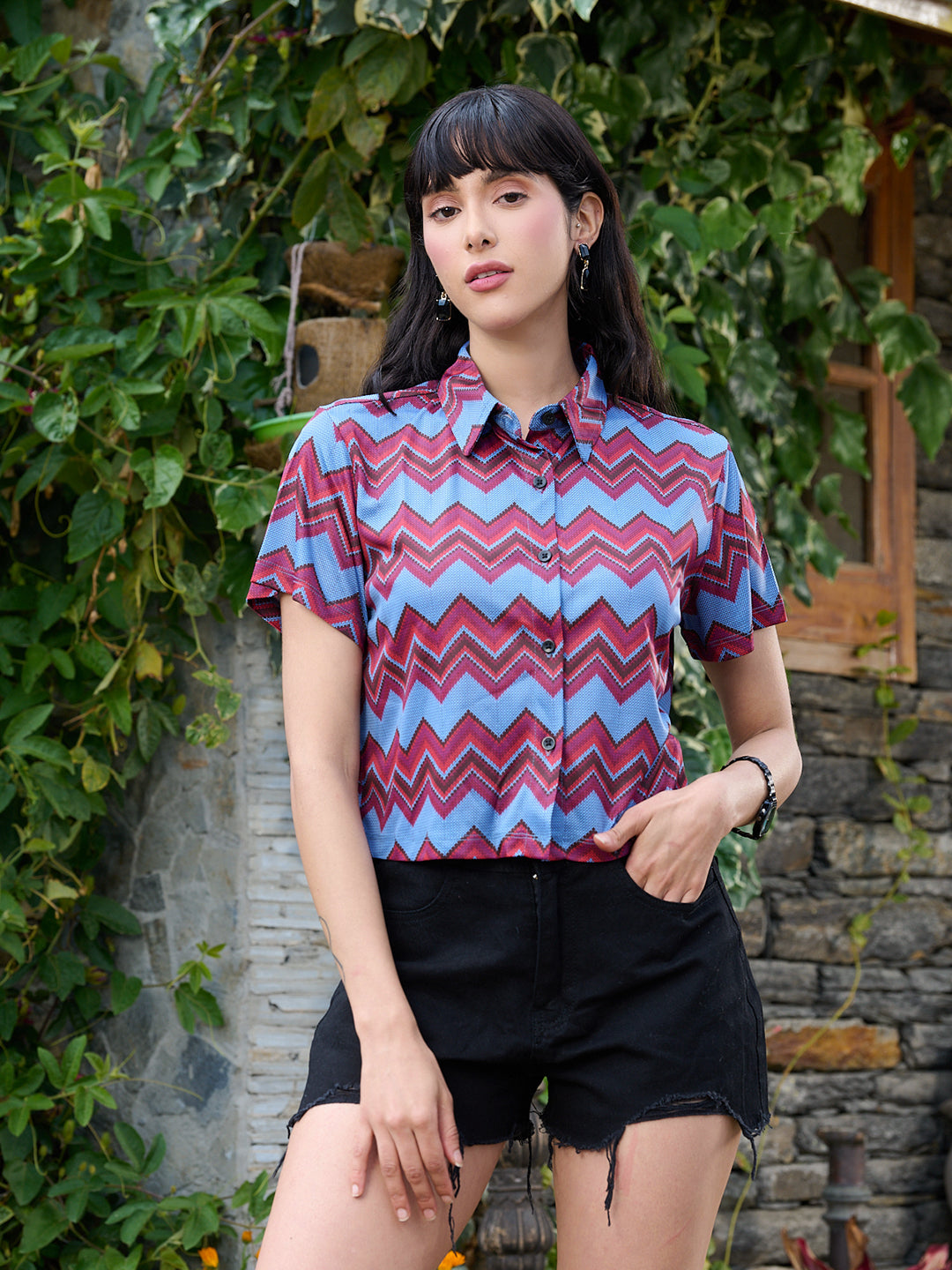 TANNDUL Women Chevron Printed Shirt