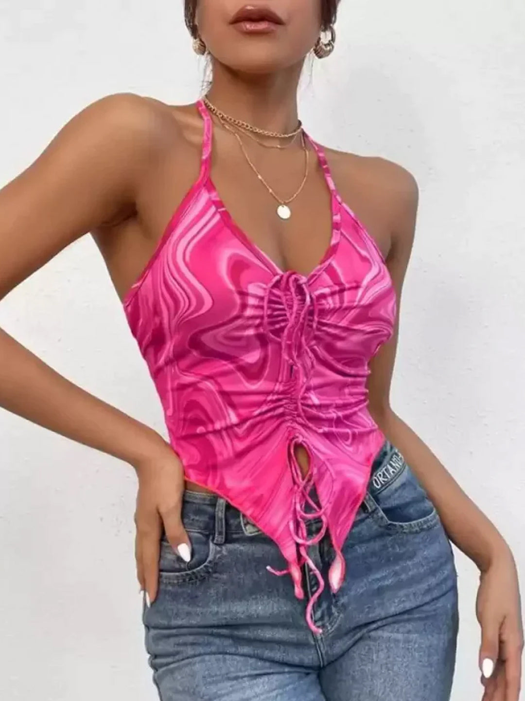 TANDUL  Casual Sleeveless Printed Women Pink Top