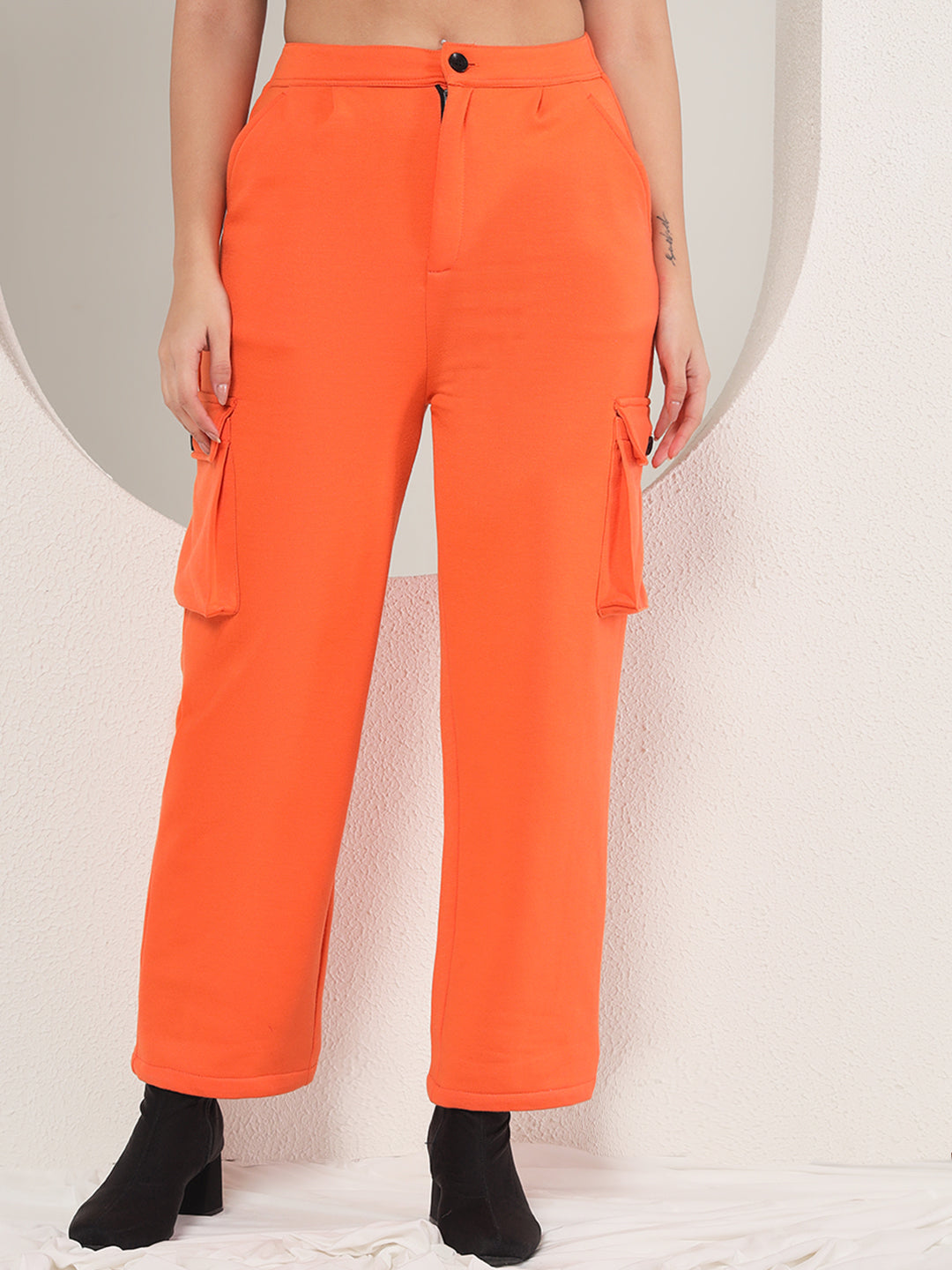 TANDUL  Women Regular Fit Orange Lycra Blend Trousers