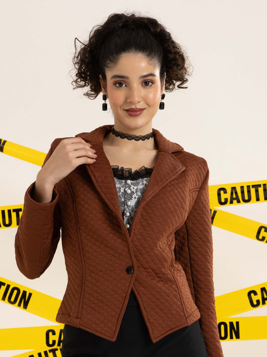 TANDUL Women Elegant Brown Blazer