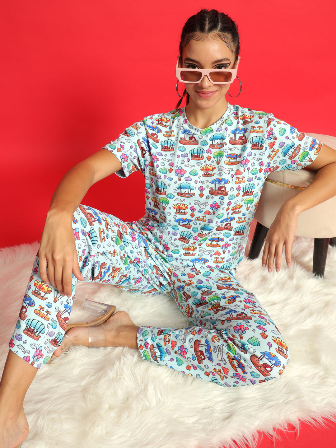 TANDUL  Women Top & Pyjama Set Multicolor Printed