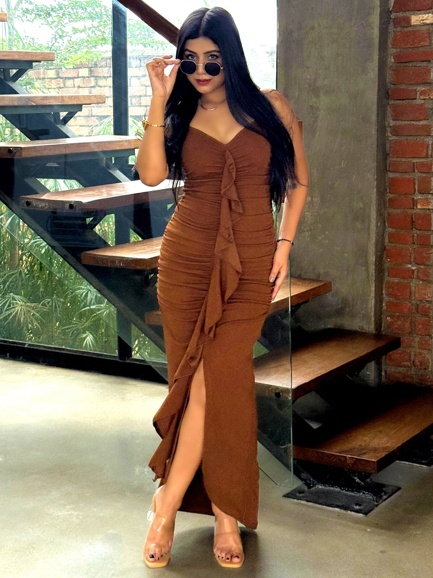 TANDUL Women Stunning Brown Dress