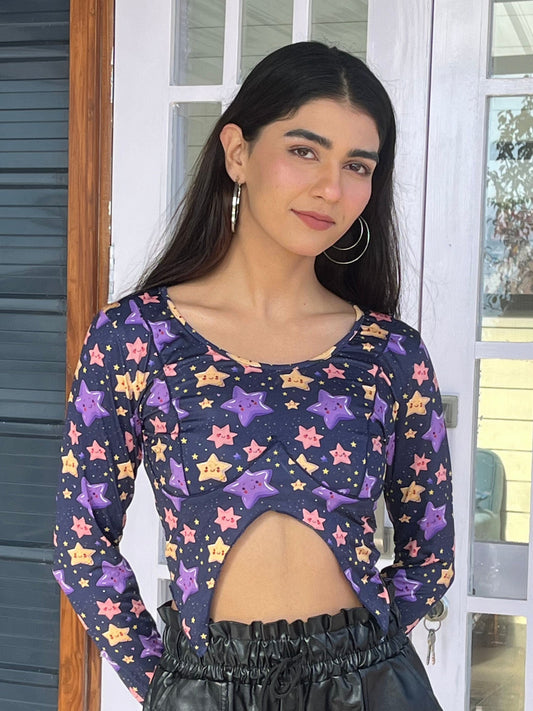 TANDUL Women Purple Star Printed Top