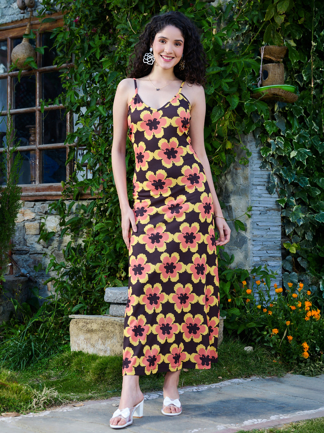 TANDUL Women's Vibrant Floral Printed Dress