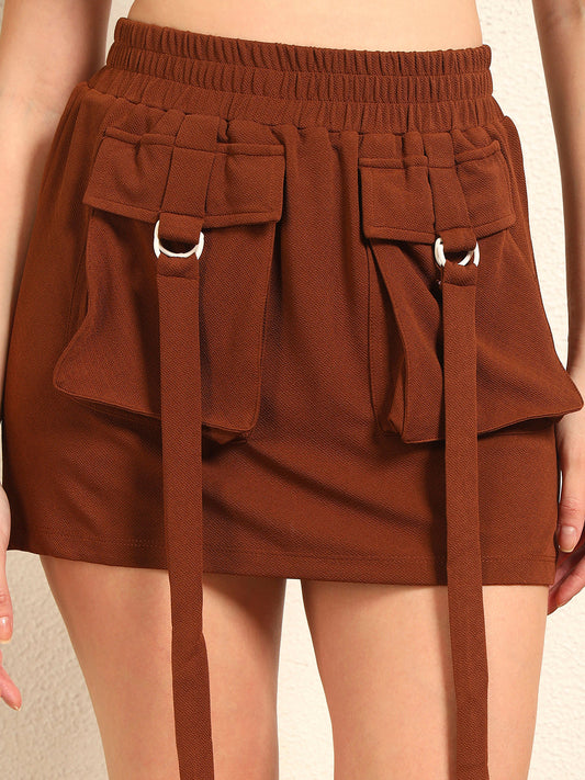 TANDUL Women Chic Brown Skirt