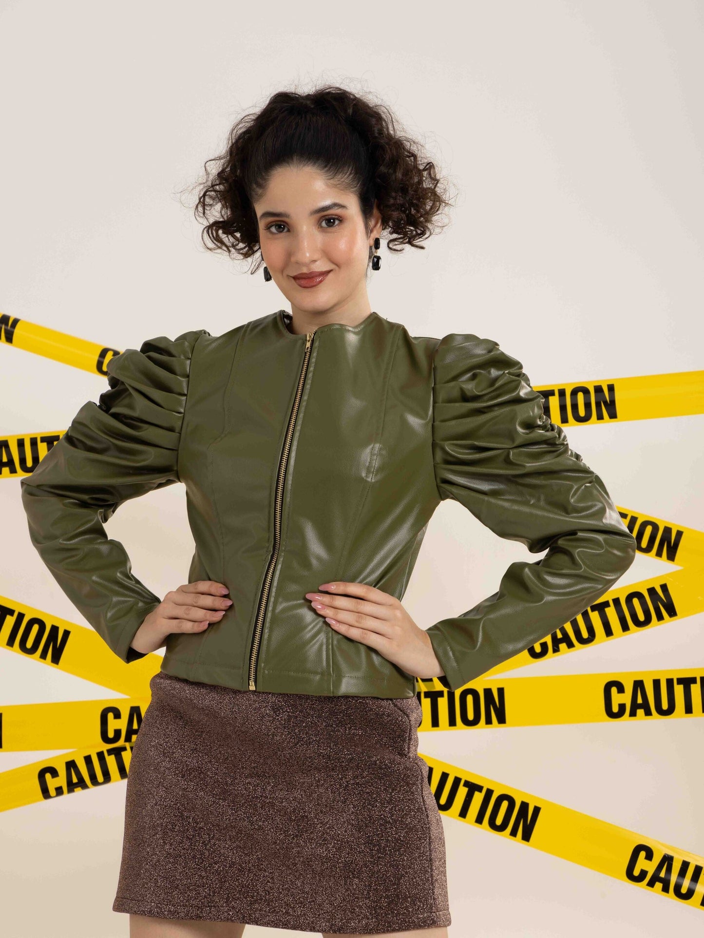 TANDUL Women Solid Olive Green Jacket