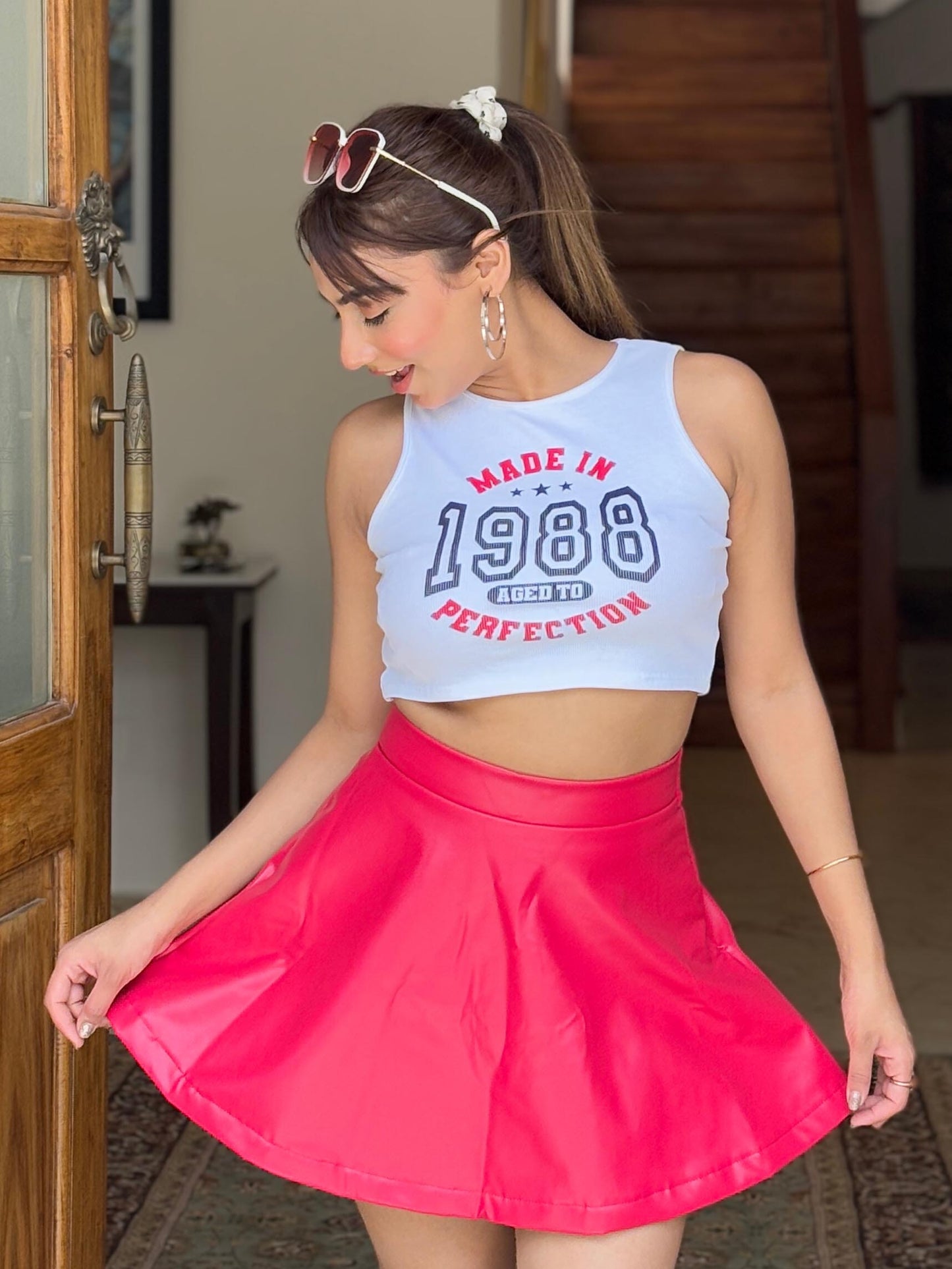 TANDUL Women Leather Mini Skirt