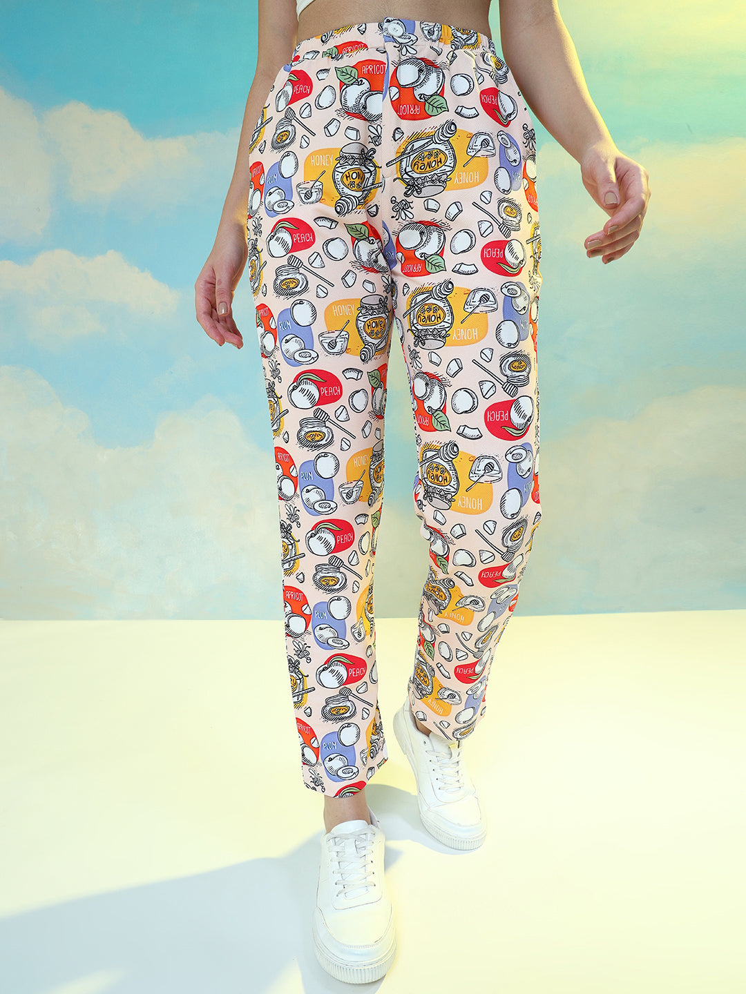 TANDUL  Women Regular Fit Multicolor Lycra Blend Trousers