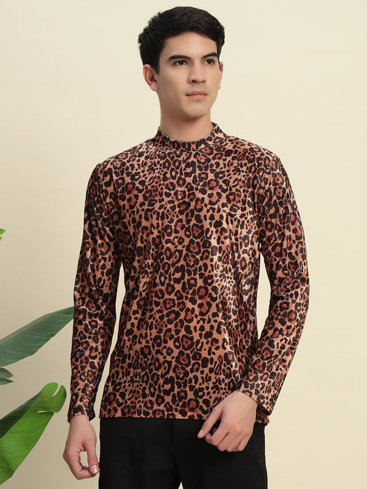 TANDUL Leopard Printed Men's Highneck