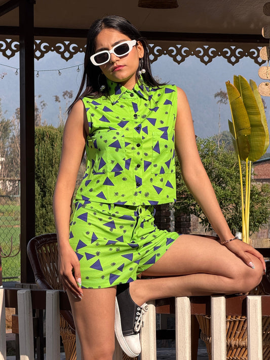 TANDUL Women Neon Green Printed Co-ord Set