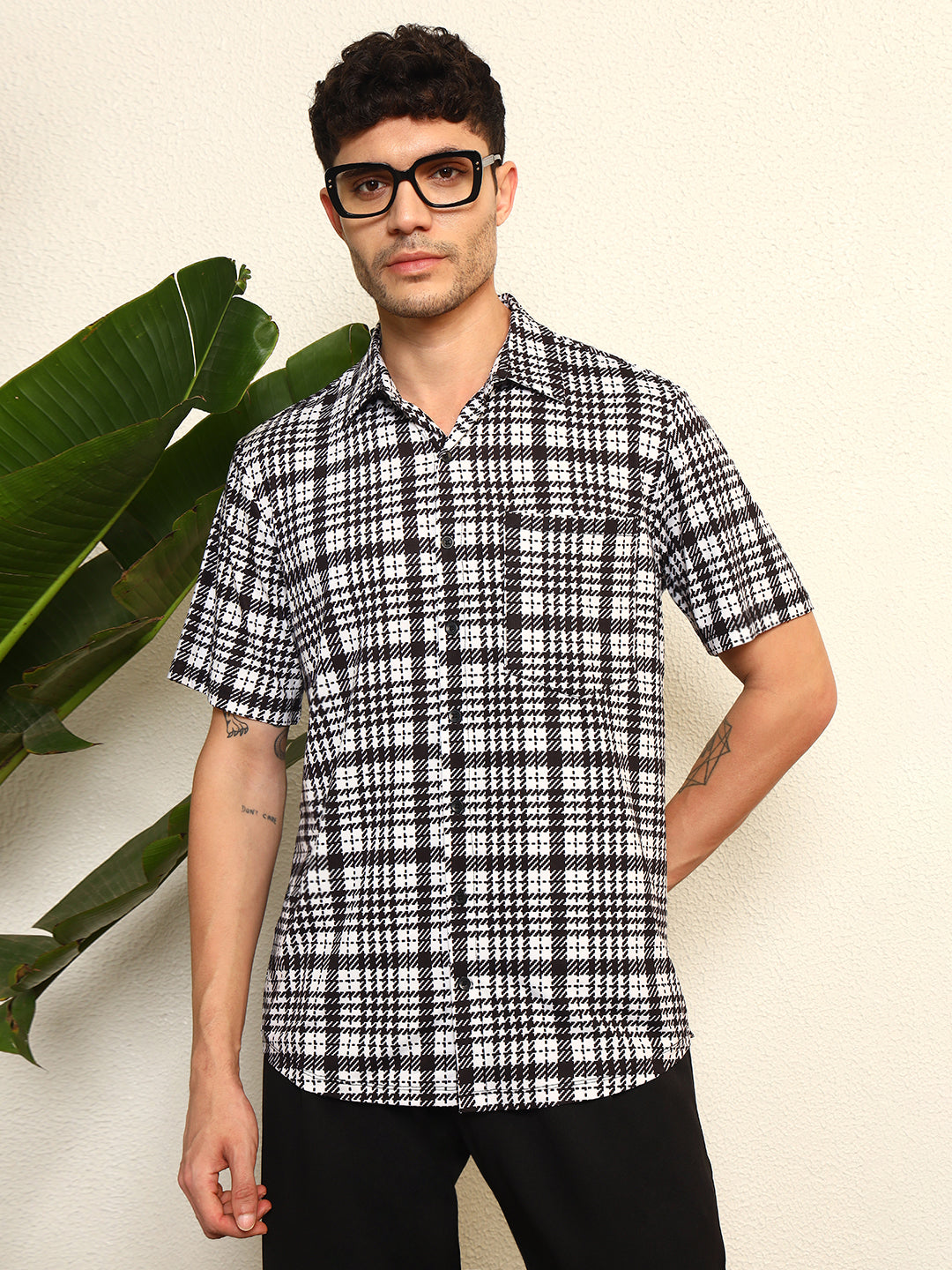 TANDUL Men's Classic Checkered Printed Shirt