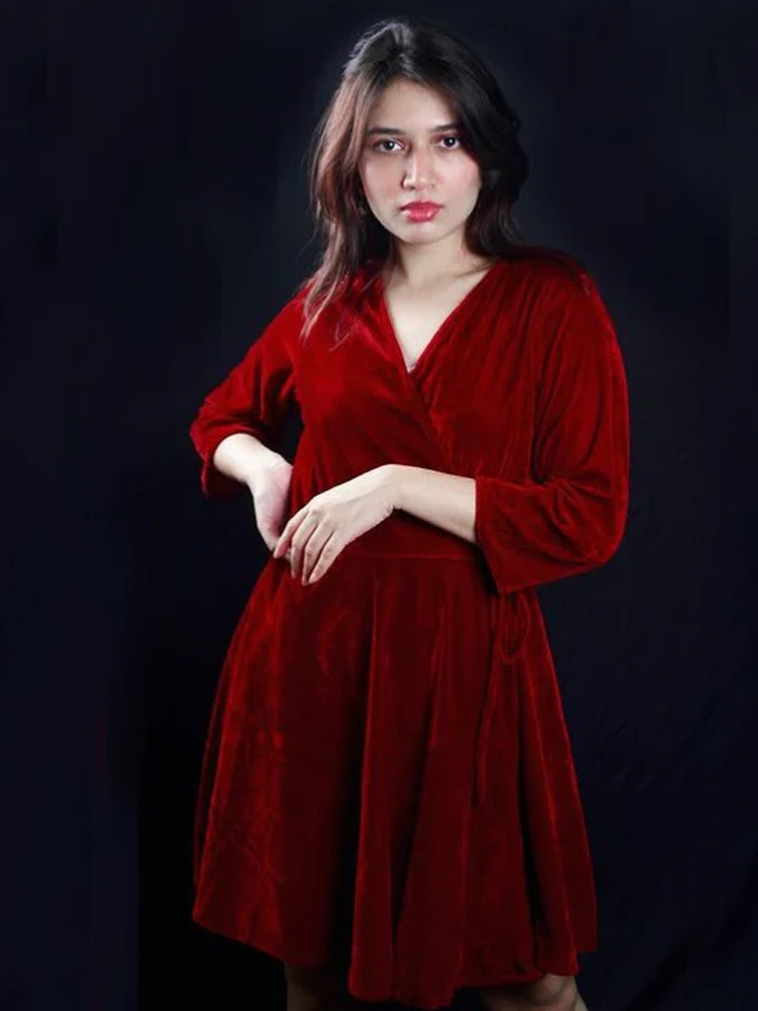 TANDUL  Women Wrap Maroon Dress