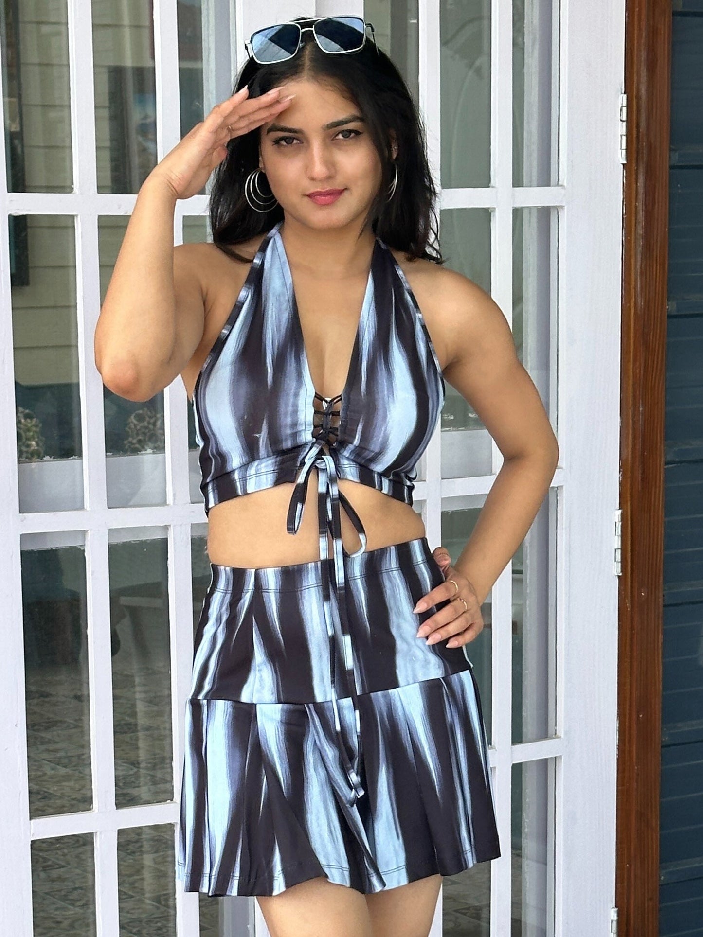 TANDUL Women Stunning Black and White Tie Dye Co-ord Set