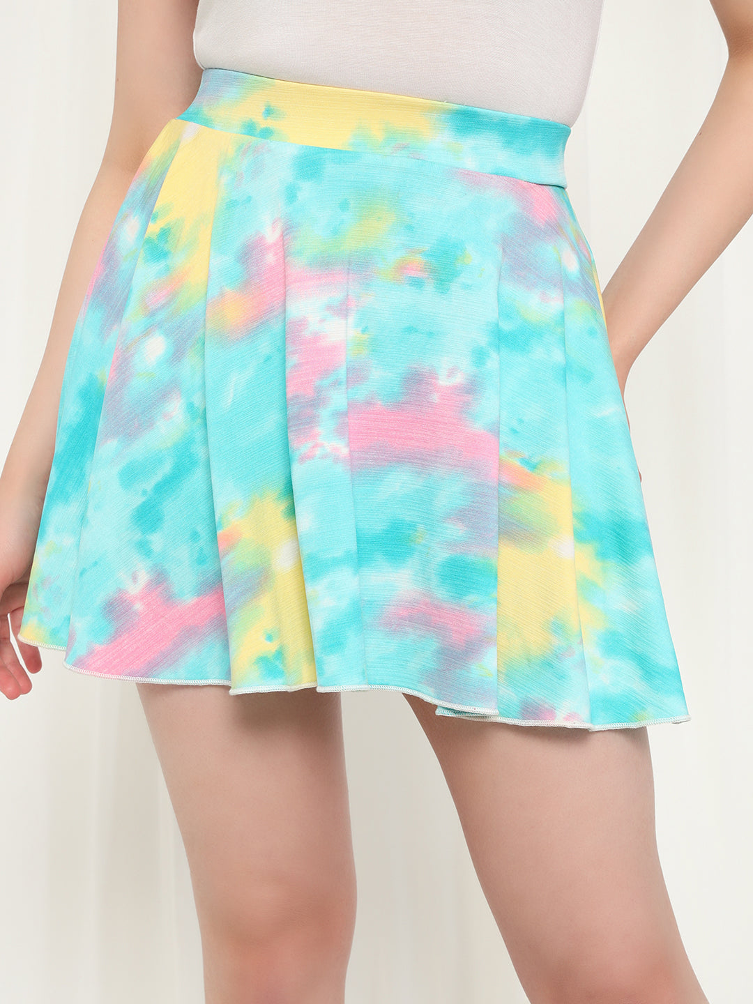 TANDUL  Women Printed Flared Light Blue Skirt