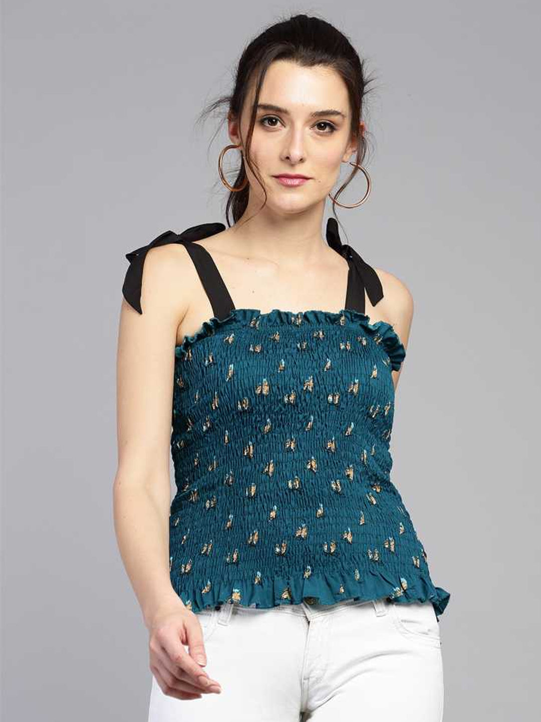 TANDUL  Casual Shoulder Straps Printed Women Multicolor Top