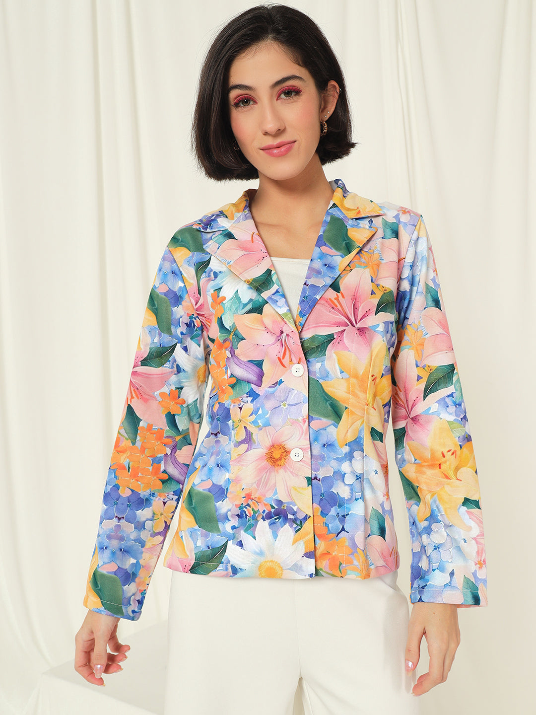 TANDUL  Fleece Floral Print Coat For Women