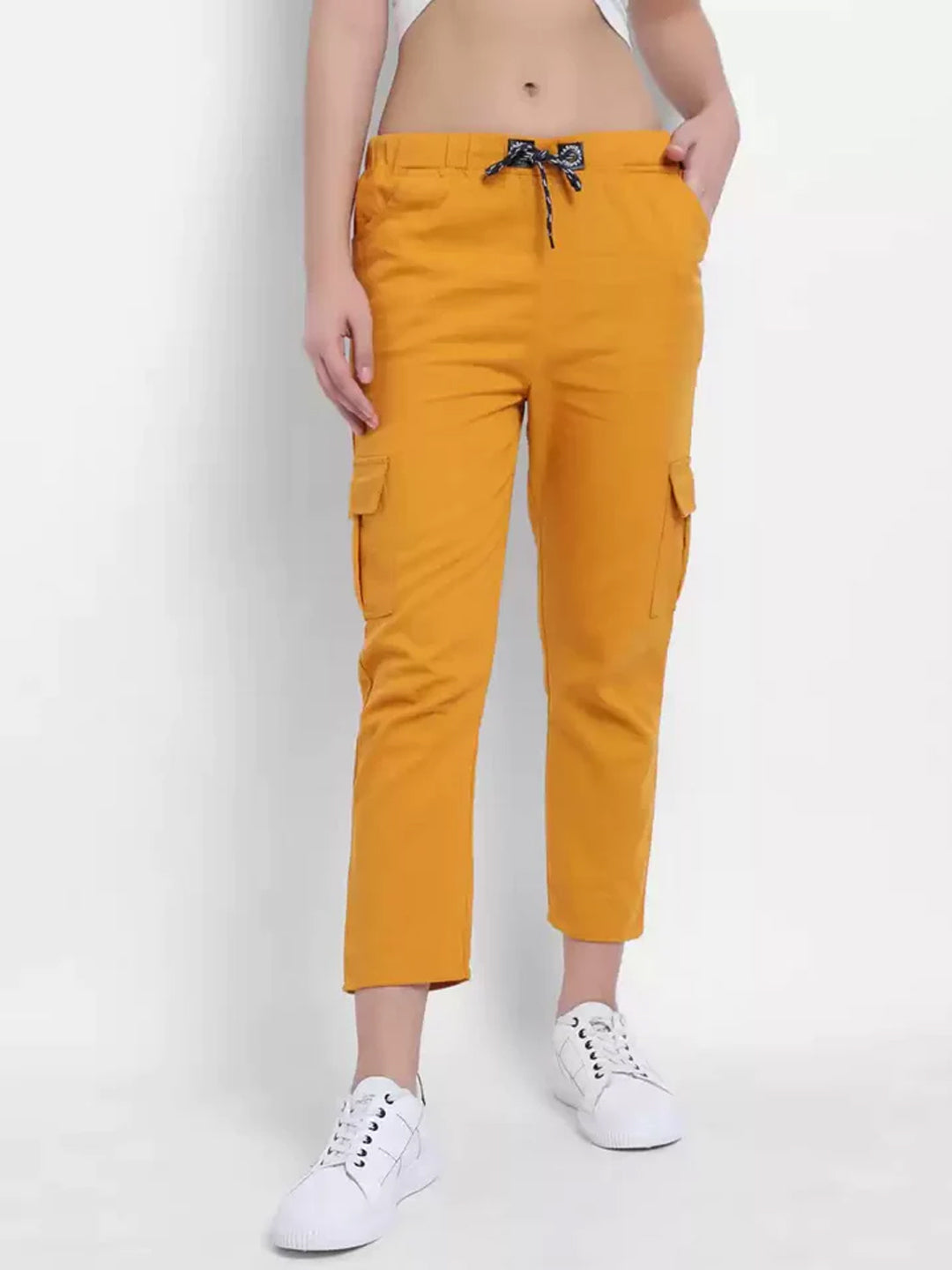 TANDUL  Regular Fit Women Yellow Cotton Blend Trousers