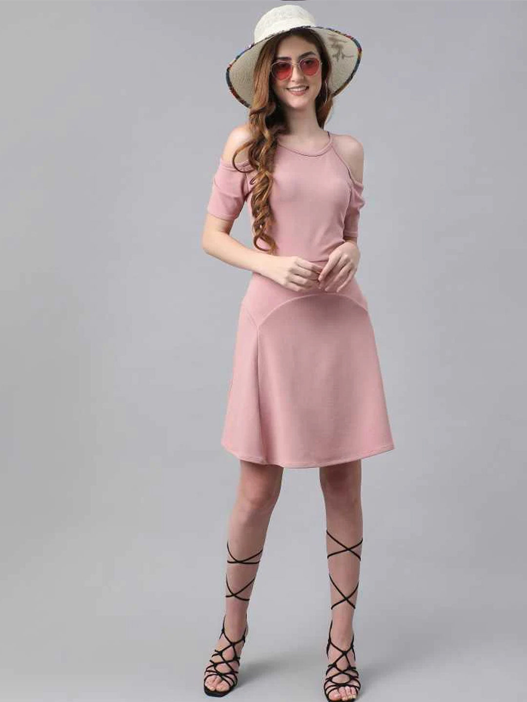 Women Fit and Flare Pink Dress