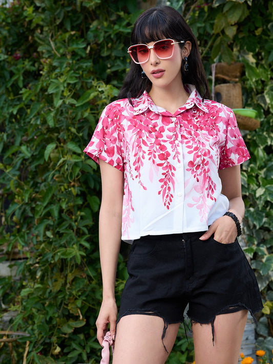 TANDUL Women Pink Printed  Crop Shirt