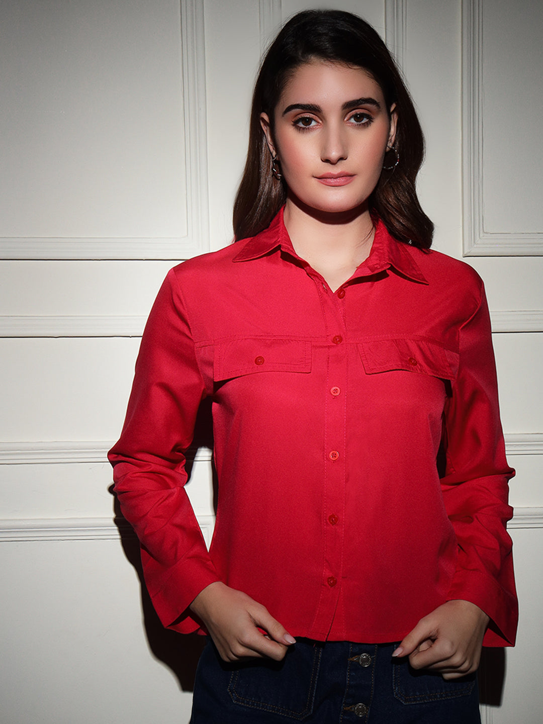 TANDUL  Women Regular Fit Solid Spread Collar Casual Shirt